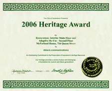 image of 2006 Heritage Award certificate